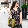 GFLFMXZW Reusable Shopping Bags for Women Large Grocery Bags Travel Tote Bags Curious Monkey Shoulder Bag for Work view 2