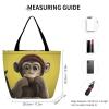 GFLFMXZW Reusable Shopping Bags for Women Large Grocery Bags Travel Tote Bags Curious Monkey Shoulder Bag for Work view 3