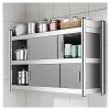 PFCDZDU Stainless Steel Kitchen Wall Cabinet, Wall-Mount Storage Cabinet with Sliding Doors, Heavy Duty Cabinet Shelf for Commercial Bars Schools Garage(Gray,100x30x75cm) view 1