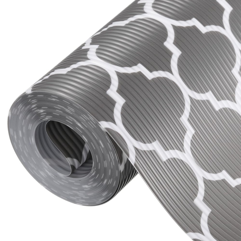 uxcell Shelf Liners for Kitchen Cabinets, 17.3 Inch x 20 FT Non-Slip Non-Adhesive Cabinet Liner, Leaf Grey