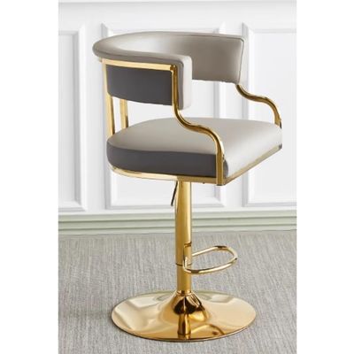 Etlegor Swivel Bar Stools with Open Back, Adjustable Height Counter Stools Modern Leather Bar Stool Chairs Barstools for Home Bar, Bistro Pub, Dining, Kitchen Island Stools(Gray)