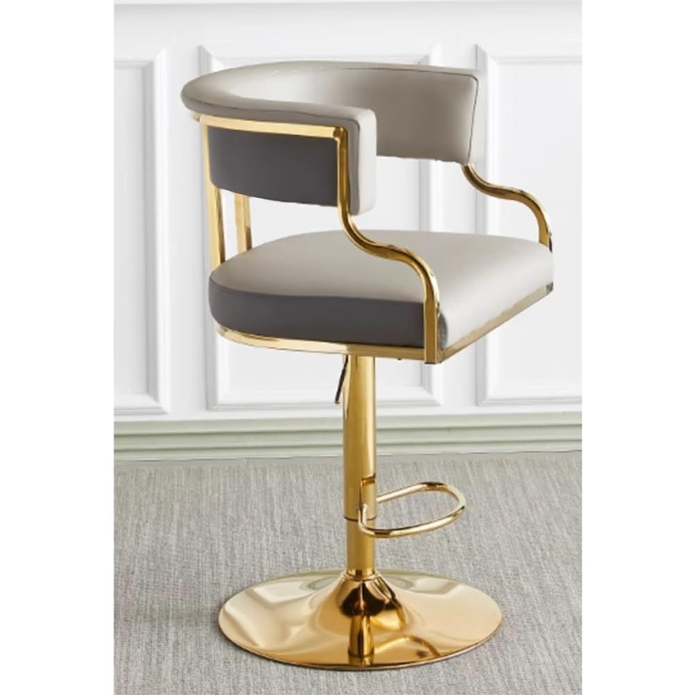 Etlegor Swivel Bar Stools with Open Back, Adjustable Height Counter Stools Modern Leather Bar Stool Chairs Barstools for Home Bar, Bistro Pub, Dining, Kitchen Island Stools(Gray)