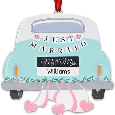 3D Our First Christmas Married Ornament 2025 Personalized Wedding Ornament 2025 First Christmas Ornaments Mr and Mrs ornaments 2025 Mr and Mrs Gifts for Married Couples Wedding Gifts for Newlyweds Car
