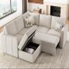 Belffin L Shaped Sectional Sleeper Sofa with Pull Out Bed Velvet Modular Corner Sleeper Sectional Couch with Storage Ottoman Convertible Sofa Beige view 1