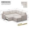 Belffin L Shaped Sectional Sleeper Sofa with Pull Out Bed Velvet Modular Corner Sleeper Sectional Couch with Storage Ottoman Convertible Sofa Beige view 2