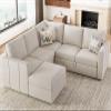 Belffin L Shaped Sectional Sleeper Sofa with Pull Out Bed Velvet Modular Corner Sleeper Sectional Couch with Storage Ottoman Convertible Sofa Beige view 3