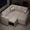 Belffin L Shaped Sectional Sleeper Sofa with Pull Out Bed Velvet Modular Corner Sleeper Sectional Couch with Storage Ottoman Convertible Sofa Beige view 4