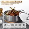 Inqibee Tri-Ply Stainless 8 QT Saut Pan with Steel Lid,13 Inch Induction Cooking Pot,Braiser Pan,Jumbo Cooker,Dishwasher and Oven Safe. view 3