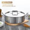 Inqibee Tri-Ply Stainless 8 QT Saut Pan with Steel Lid,13 Inch Induction Cooking Pot,Braiser Pan,Jumbo Cooker,Dishwasher and Oven Safe. view 4