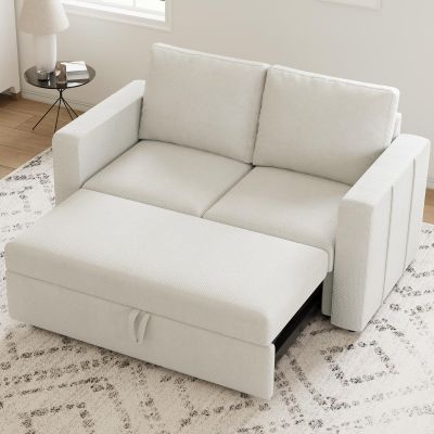 Belffin Modular Sectional Sleeper Sofa with Pull Out Couch Bed Loveseat Sleeper Sectional Couch for Living Room Apartment Beige