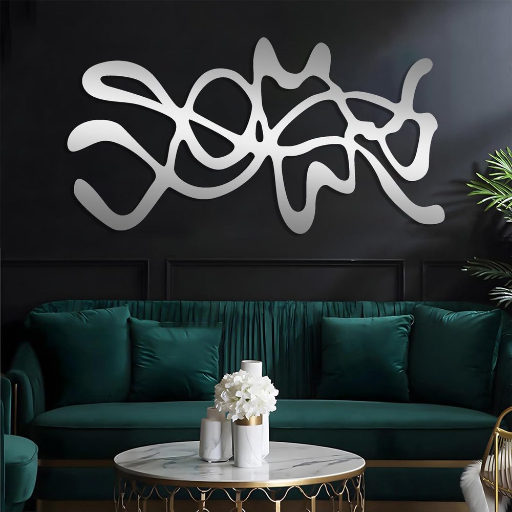 Abstract Wall Art, Geometrical Metal Wall Decor, Abstract Geometric Lines Metal Art, Geometric Metal Wall Hanging, Modern Wall Art, Large Wall Art, Living Room Wall Decor (Silver, 31"x59"|79x150cm)