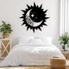 LARNT Sun and Moon Wall Decor, Wacky Sun Metal Art, Metal Mandala Wall Decor, Mandala Moon Sun and Stars, Boho Wall Decor, Metal Wall Hanging, Outdoor Wall Decor (Black, 39"x39"|100x100cm) view 1