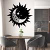 LARNT Sun and Moon Wall Decor, Wacky Sun Metal Art, Metal Mandala Wall Decor, Mandala Moon Sun and Stars, Boho Wall Decor, Metal Wall Hanging, Outdoor Wall Decor (Black, 39"x39"|100x100cm) view 2