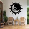 LARNT Sun and Moon Wall Decor, Wacky Sun Metal Art, Metal Mandala Wall Decor, Mandala Moon Sun and Stars, Boho Wall Decor, Metal Wall Hanging, Outdoor Wall Decor (Black, 39"x39"|100x100cm) view 3