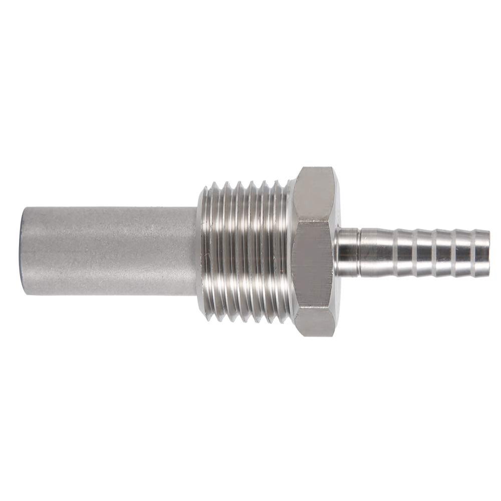 aqxreight Oxygen Stone, 1/2 Inch MPT Inline Carbonation Aeration Diffusion Stone with 1/4 Inch Barb for Homebrew Beer Wort Soda Fermentation 2 Micron Stainless Steel Durable Easy Clean