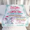 TeesReal Personalized to My Daughter Gifts from Mom Dad Blanket Elephant Never Forget How Much I Love You Daughter Birthday Gifts Graduation Christmas Fleece Blanket (60 x 80 in Adult Size) view 2
