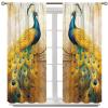 AAVEUP Peacock Curtains, Nature Leisure Zen Culture Art Bamboo Flower Plant Gems Feathers Animals Blackout Window Treatments, Thermally Insulated Drapes for Kids Girls Living Room Bedroom 52x96in view 2