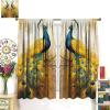 AAVEUP Peacock Curtains, Nature Leisure Zen Culture Art Bamboo Flower Plant Gems Feathers Animals Blackout Window Treatments, Thermally Insulated Drapes for Kids Girls Living Room Bedroom 52x96in view 4