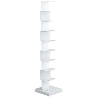 6-9 Tier Spine bookshelf metal Floor Type Invisible Bookshelf Tall Narrow Ladder Book Shelf for Small Space Vertical Corner Shelf Multipurpose Storage Rack Display Book Shelf for Home Office(White,9Ti