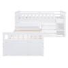 Brabrety Modern Wooden Twin Size Low Loft Bed and Twin Platform Bed with 7 Drawers and Full Guardrails,for Kids Teens Adults Bedroom Use (White@Guardrails, Twin) view 4