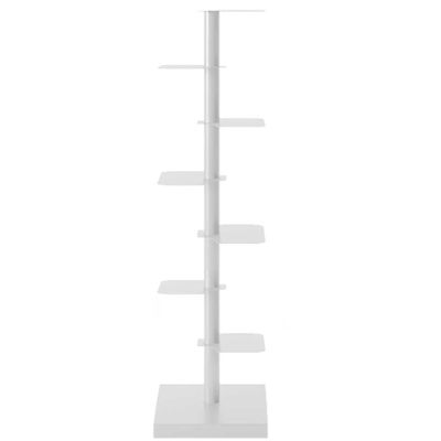 5-8 Tier metal Spine bookshelf Floor Type Invisible Bookshelf Vertical Spine Book Tower Corner Shelf Multipurpose Storage Rack Display Book Shelf modern book shelf for Home Office(White,7Tier)