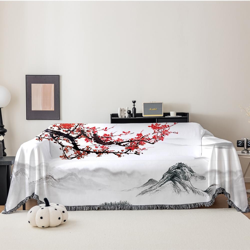 XBYZWM Couch Cover Printing Sofa Covers Sofa Slipcover with Tassel Couch Protector Furniture Covers for Dogs Living Room (Printing Sofa Cover A, X-Large(71"x134"))