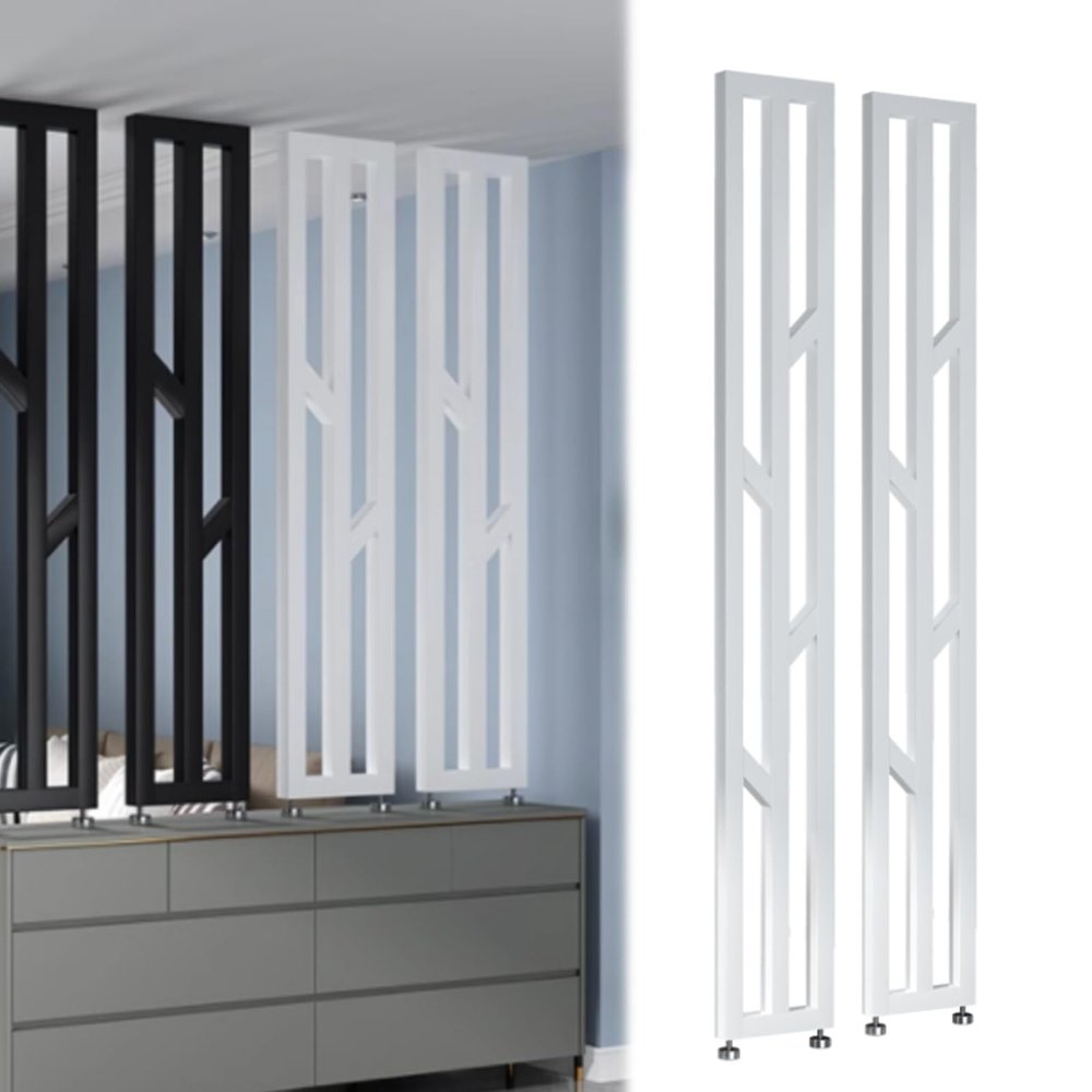 2pcs Metal Screen Partition Slats for Home Entryway, 240 235 230 225 220 215 210 200 100 90 80 70cm Tall Metal Room Divider Screen Post, Privacy Partition Screen Columns(White,H-140cm/55.1in/4.6ft)