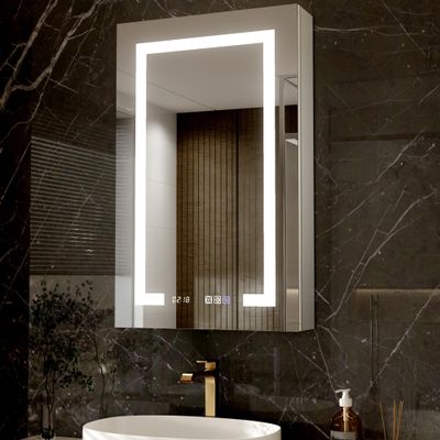 WELERONY Lighted Medicine Cabinet with Mirror, 20" x 32" LED Medicine Cabinet Mirror for Bathroom with Built-in High-Power Outlet, Stepless Dimming & Defog, Right Open