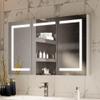 WELERONY Lighted Medicine Cabinet with Mirror, 48" x 30" LED Medicine Cabinet Mirror for Bathroom with Built-in High-Power Outlet, Stepless Dimming & Defog, Wide Open view 1