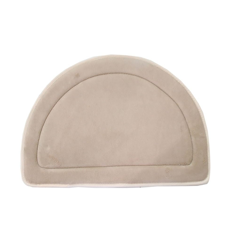 Heraclesxs Coral velvet double-sided bath mat bathroom door mat, small semi-circular, 16x24 (coral fleece, light camel), CAP-0586