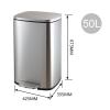FURUIM2024M Dustbin 8/13 Gallon Heavy Duty Hands-Free Trash Can with Lid, Brushed Stainless Steel Commercial/Kitchen Step Trash Can, Soft Close Lid and Inner Bucket Kitchen Bin(50L) view 2