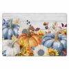 Fall Sunflower Pumpkin Antifatigue Kitchen Bath Door Mat Cushioned Runner Rug,Thanksgiving Leaves Woodgrain Washable Welcome Floor Sink Mat,Waterproof Non-Slip Comfort Standing Doormat,18"x47" view 1