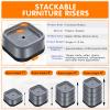 shouwuhho 9 Pack Furniture Risers Adjustable Bed Risers Heavy Duty Lifts Height 1", Square Stackable Bed Risers 1, 2 or 3 Inch for Desk Leg Table Couch Sofa Chair Bed Frame Legs Dorm, Gray view 2