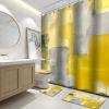 Lnond 4Pcs Bathroom Sets with Shower Curtain and Rugs, Yellow Grey Abstract Bathroom Shower Curtain Sets, Yellow Modern Art Bathroom Sets with Rugs and Accessories view 1