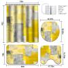 Lnond 4Pcs Bathroom Sets with Shower Curtain and Rugs, Yellow Grey Abstract Bathroom Shower Curtain Sets, Yellow Modern Art Bathroom Sets with Rugs and Accessories view 2