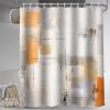 Lnond 4Pcs Bathroom Sets with Shower Curtain and Rugs, Grey Orange Abstract Bathroom Shower Curtain Sets, Grey Orange Grey Modern Art Bathroom Sets with Rugs and Accessories view 3