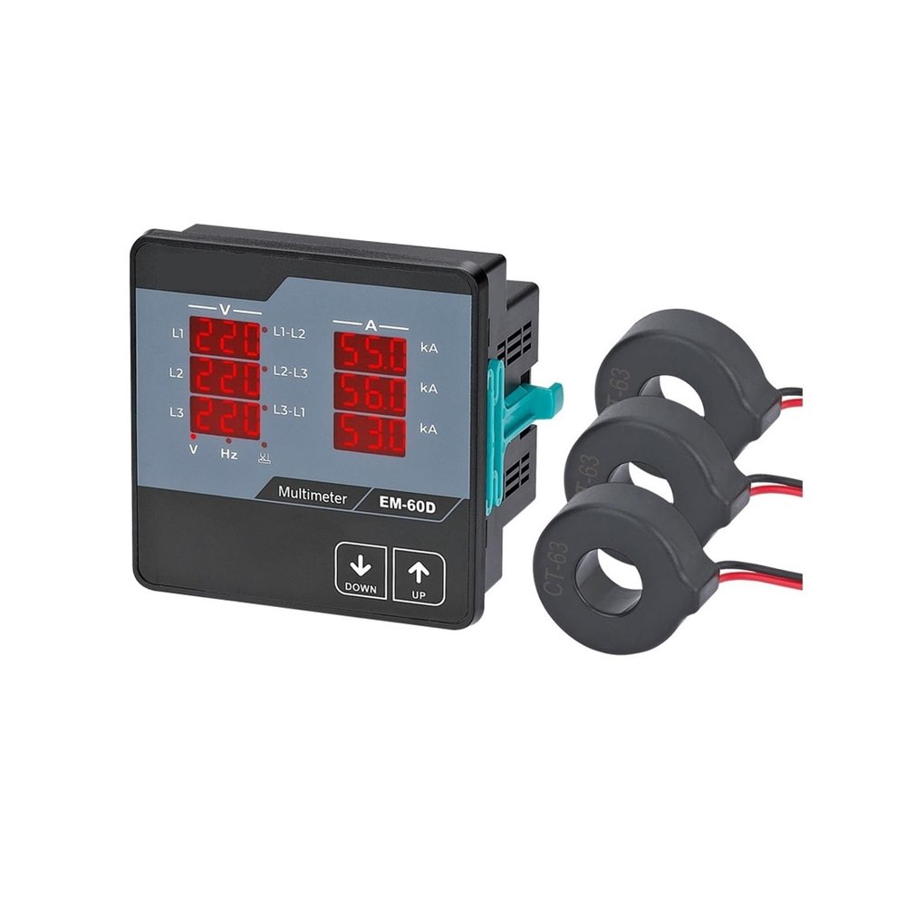 QZLIBEFUD EM-XXD Digital Multimeter, Contains 3 C.T, Three Phase Volt(L-L),(L-N), Ampere,Frequency, Phase Sequence Display(100D(10-100A))