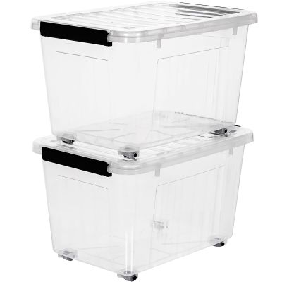 Citylife 54 QT Clear Plastic Storage Bins with Lids Stackable Storage Boxes with Lids Large Plastic Storage Containers for Garage Closet Kitchen 2 Packs