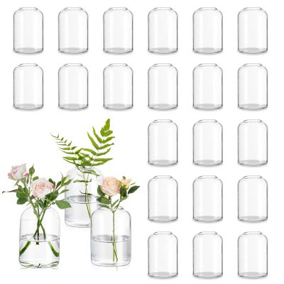 Glasseam Glass Bud Vases for Centerpieces: Clear Small Flower Vase Decor Bulk Set of 24 Simple Modern Decorative Vases for Flowers Mini Candle Vase Wedding Centerpiece for Dining Table Decorations