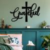 Be Grateful Metal Wall Decor, Metal Grateful Sign, Christian Wall Art, Christian Art Wall Decor, Crosses Wall Decor, Christian Gift, Metal Letters, Wall Decor Living Room (Black, 13x19in|32x47cm) view 2
