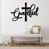 Be Grateful Metal Wall Decor, Metal Grateful Sign, Christian Wall Art, Christian Art Wall Decor, Crosses Wall Decor, Christian Gift, Metal Letters, Wall Decor Living Room (Black, 13x19in|32x47cm) view 3