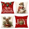 4TH Emotion Christmas Pillow Covers 18x18 Set of 4 Red White Farmhouse Xmas Decorations Snowman Deer Joy Winter Holiday Decor Throw Cushion Case for Home Couch S24C04 view 1