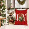 4TH Emotion Christmas Pillow Covers 18x18 Set of 4 Red White Farmhouse Xmas Decorations Snowman Deer Joy Winter Holiday Decor Throw Cushion Case for Home Couch S24C04 view 4