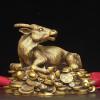 Chinese Golden Bull Brass Oxen Figurine Feng Shui Wealth Bull Good Luck Prosperity Ornament Office Decoration 14.2 * 9.5 * 11IN 20.1LB view 2