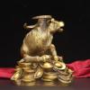 Chinese Golden Bull Brass Oxen Figurine Feng Shui Wealth Bull Good Luck Prosperity Ornament Office Decoration 14.2 * 9.5 * 11IN 20.1LB view 3