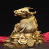 Chinese Golden Bull Brass Oxen Figurine Feng Shui Wealth Bull Good Luck Prosperity Ornament Office Decoration 14.2 * 9.5 * 11IN 20.1LB view 4