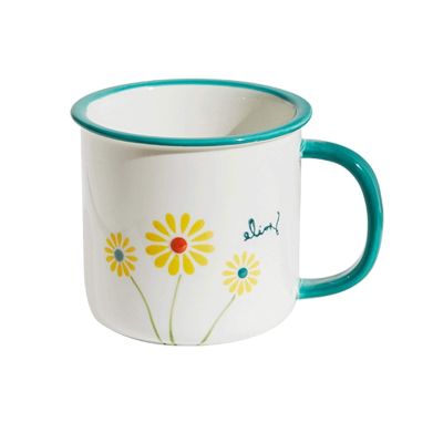 Coffee Cups Exquisite Fruit Creative Imitation Enamel Cup Personal Household Milk Coffee Ceramic Mug,Resusable Tea Mug/Light Blue/350Ml