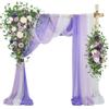 Ting's time Wedding Arch Flowers Kit (Set of 5) 2 Pcs Purple Artificial Flower Arrangement 3 Pcs Arch Draping Fabric for Wedding Ceremony Arbor and Reception Backdrop Decoration(Lilac&White) view 1