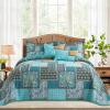 BEDISELY Cotton Bedspread King Quilt Set Boho Patchwork Bedding Set Farmhouse King Quilt 3-Piece Lightweight Reversible Bed Coverlet with 2 Floral Pillowcases for All Seasons (98x106) view 1