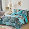 BEDISELY Cotton Bedspread King Quilt Set Boho Patchwork Bedding Set Farmhouse King Quilt 3-Piece Lightweight Reversible Bed Coverlet with 2 Floral Pillowcases for All Seasons (98x106) view 2